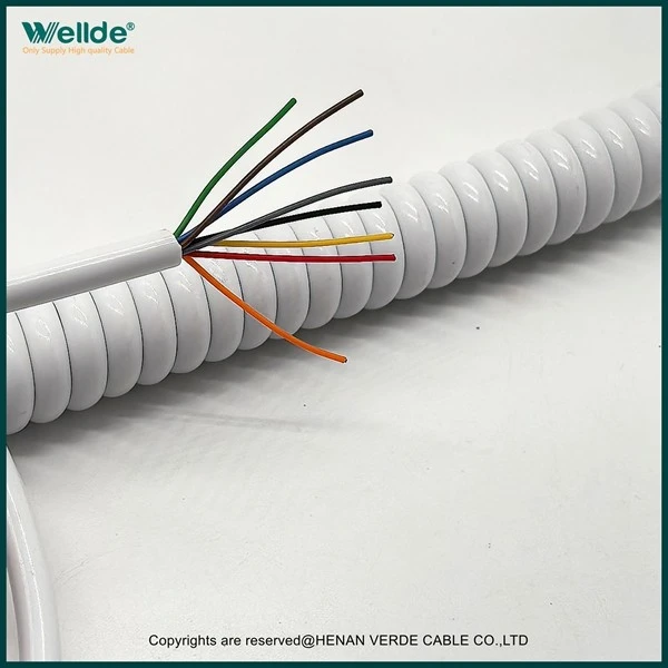 8 Core 1 mm White Spiral Cable factory
